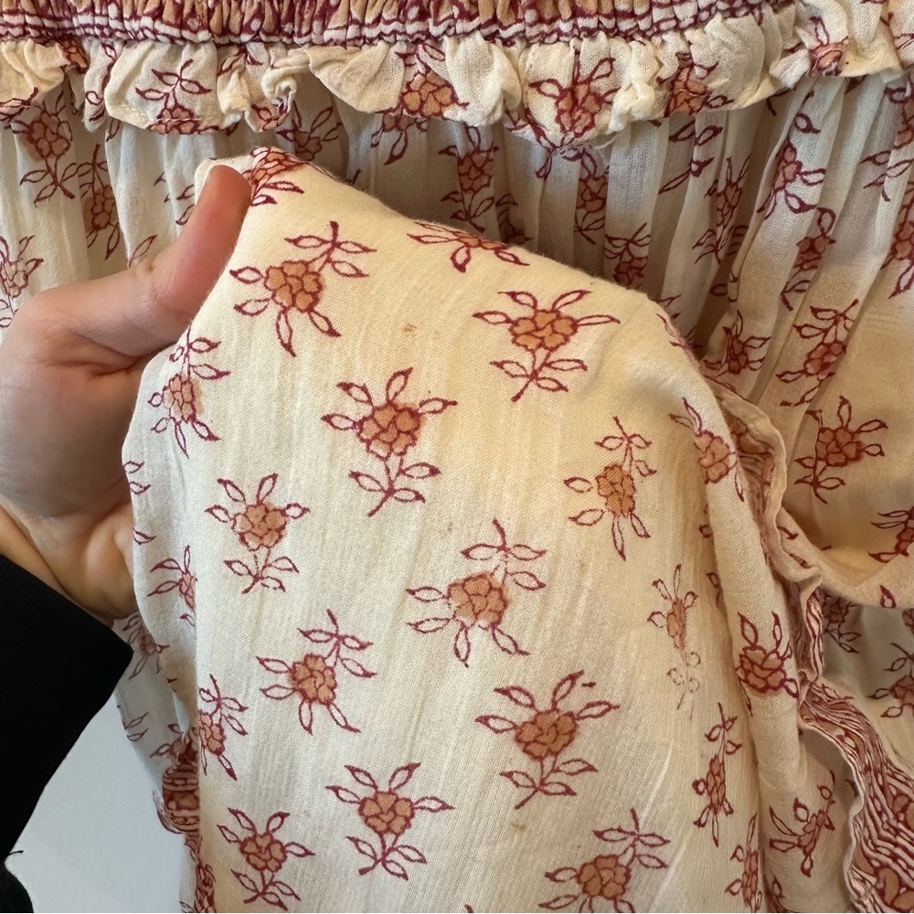 Saylor Hal Dress Tiered Midi Maxi Floral Pink White Cotton Sundress Resortwear - Picture 8 of 13